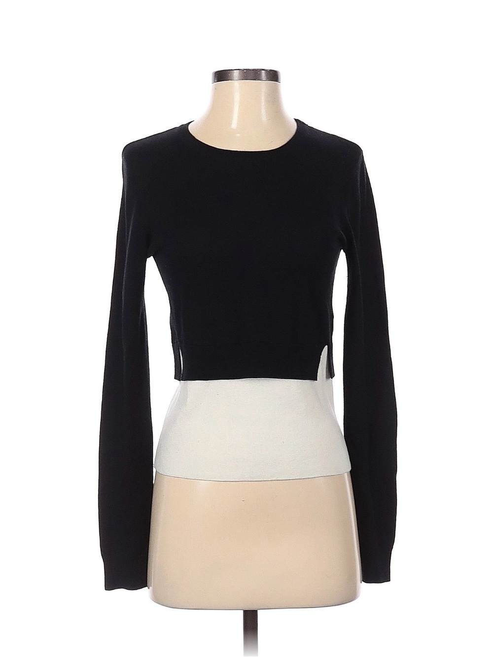 BCBGMaxAzria Black Layered Crewneck Long Sleeve Top